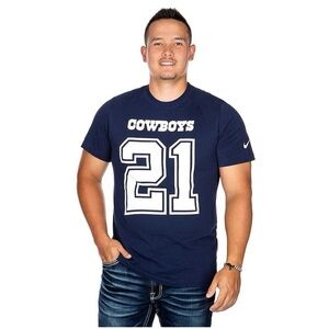 Nike Dallas Cowboys Shirt Mens XXL Dri Fit NFL Ezekiel Elliott #21 Blue Crewneck